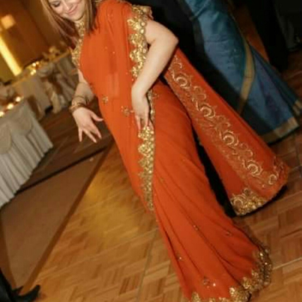 Indian Sari - Heavy - Gold and Terra Cotta